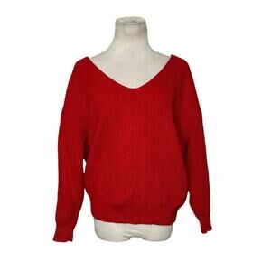 Majorelle red v neck crossed back long sleeves sweater size XS